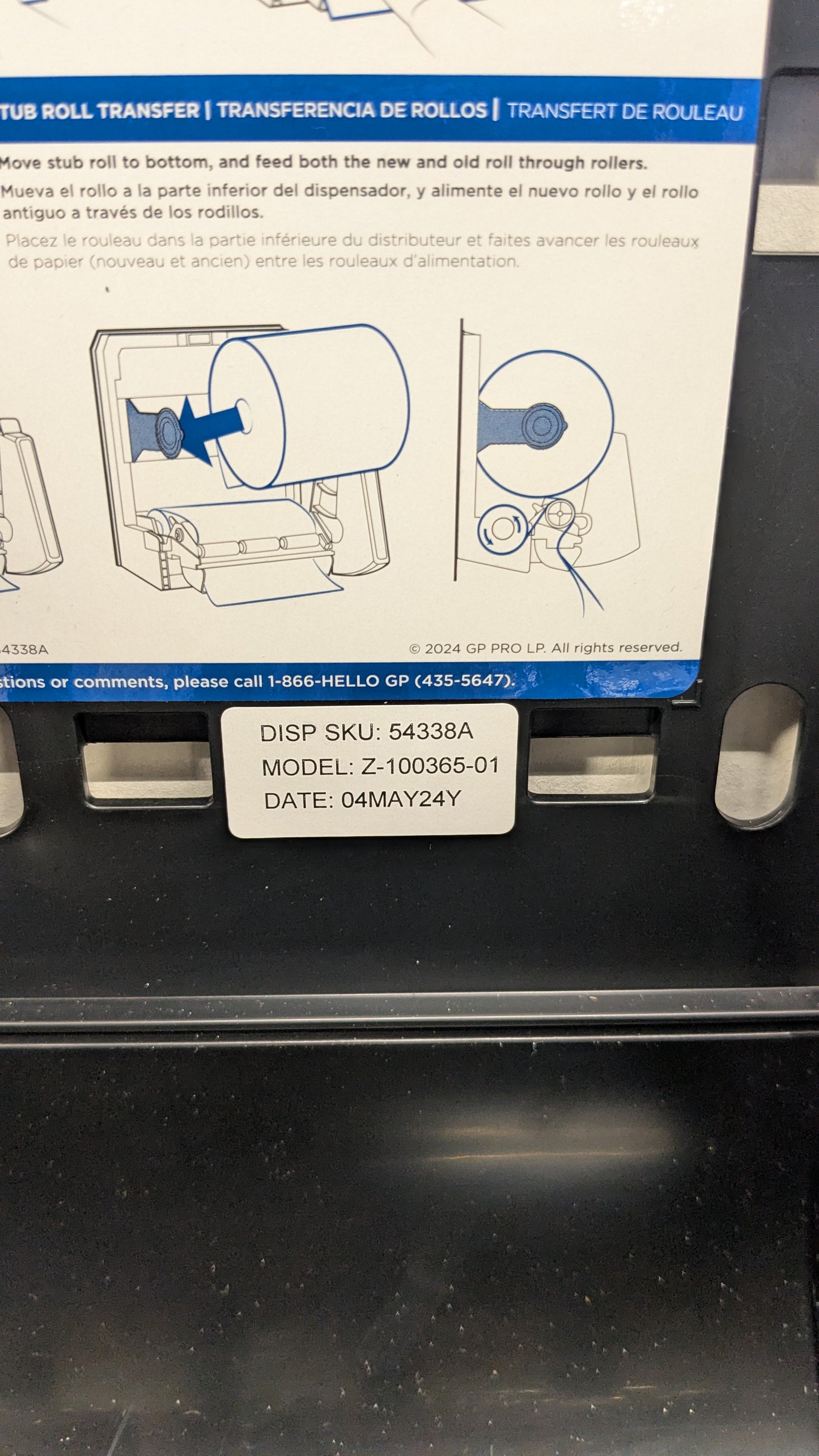 Conversion Adapters kit for the Georgia Pacific 54338A dispenser